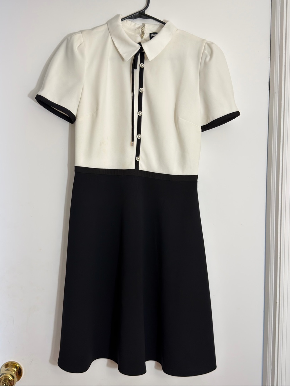 Karl Lagerfeld Two-Tone Black and White Fit-and-Flare Dress